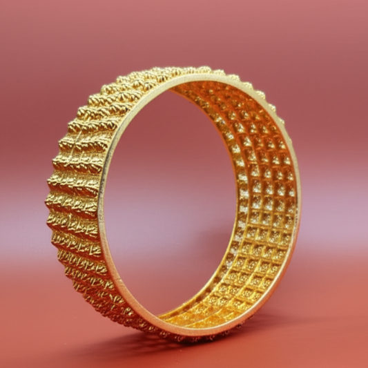 Golden Brass Bangles For Women – 1 Pair Artificial Jewelry Bangles In Bright Gold Color For Daily Use, Festive Wear, And Party Styling