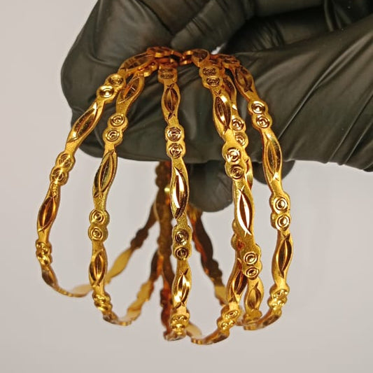 Luminous Gold Plated Bangles For Ladies | Girls – 6 Churiyan Bangles Gold Plated | 2.5 Inch With Beautiful Box | Gold Plated Bangles For Wedding | Special Occasion